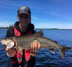 A nice healthy lake trout caught and released