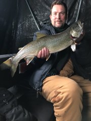 My buddie’s first lake trout through the ice!!